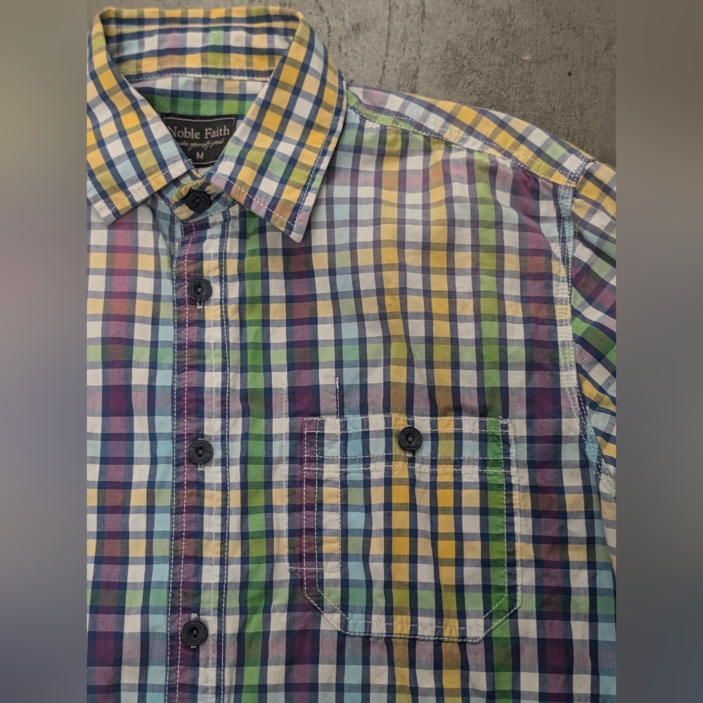 *Noble Faith Multi-Color Long Sleeve Button Down Shirt, Medium